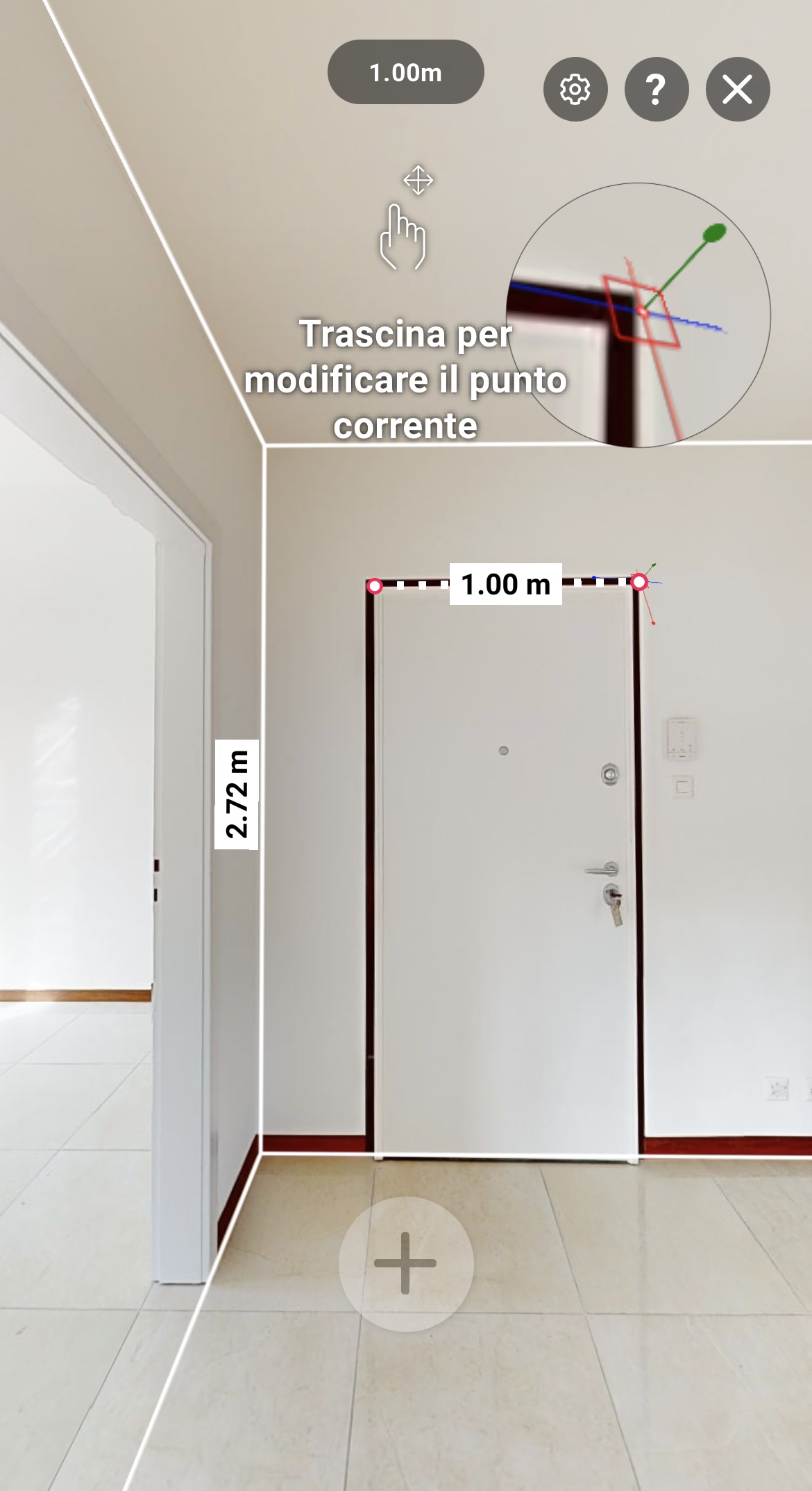 Misura virtuale di una stanza e la sua porta